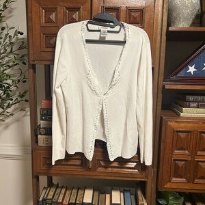 Talbots Cream Cardigan with Lace Detail